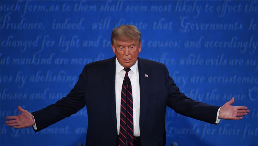 US-Präsident Donald Trump bei der ersten Fernsehdebatte gegen Joe Biden
