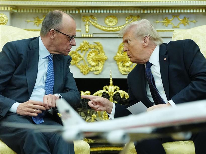 US-Präsident Donald Trump empfängt deutschen Kanzler Friedrich Merz im Weißen Haus bei offiziellem Treffen