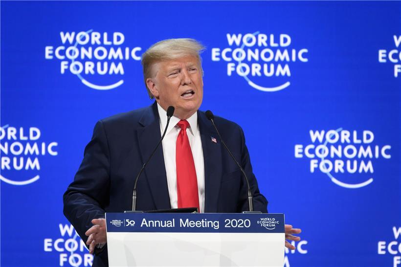 US-Präsident Donald Trump hält eine Rede beim Weltwirtschaftsforum in Davos am 21. Januar 2020
