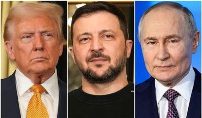 US-Präsident Donald Trump (l.) und Kremlchef Wladimir Putin (r.) wollen sich am Freitag in Alaska treffen – der ukrainische Präsident Wolodymyr Selenskyj (m.) ist nicht eingeladen
