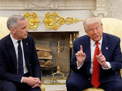 US-Präsident Donald Trump (r) trifft den kanadischen Premierminister Mark Carney im Weißen Haus