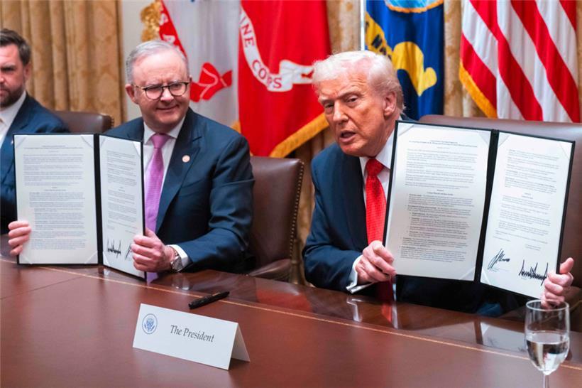 US-Präsident Donald Trump und Australiens Regierungschef Anthony Albanese haben am Montag ein Abkommen über die Gewinnung kritischer Mineralien unterzeichnet
