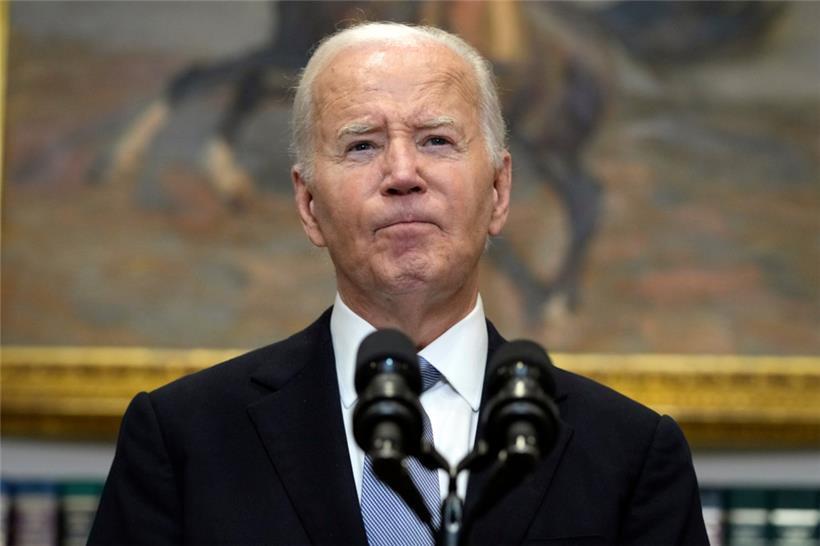 US-Präsident Joe Biden im Roosevelt Room des Weißen Hauses
