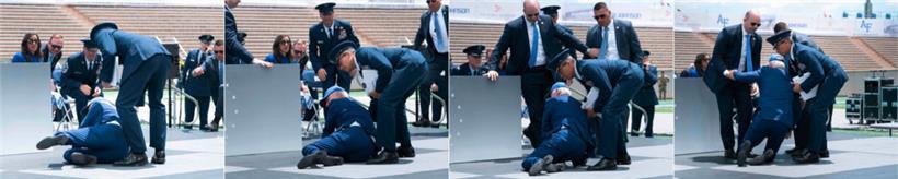 US-Präsident Joe Biden stürzt und wird während der Abschlussfeier an der United States Air Force Academy aufgefangen
