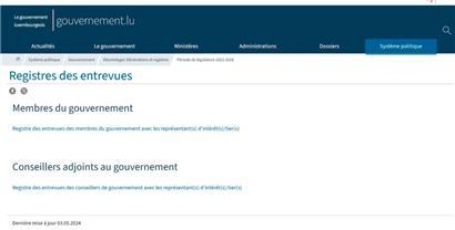 Über gouvernement.lu kann man auf das Transparenzregister zugreifen
