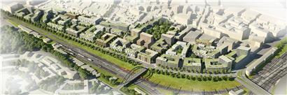 Überblick über den geplanten Stadtteil „Nei Hollerich“ (Richtung Norden)
