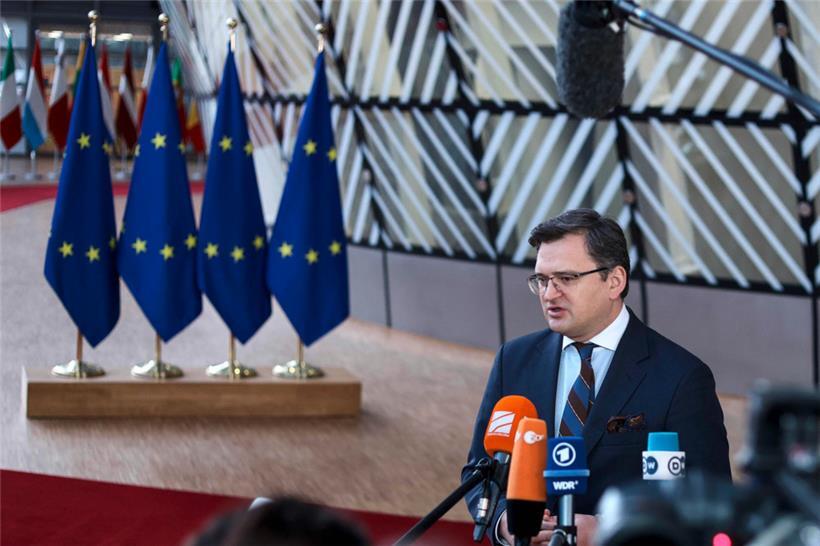 Ukraines Außenminister Dmytro Kuleba war gestern Gast bei seinen EU-Amtskollegen in Brüssel
