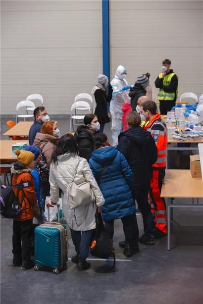 Ukrainische Flüchtlinge in einem Aufnahmezentrum in Wien
