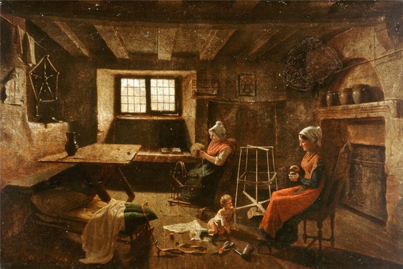 Un tableau de Mathieu Kirsch (1797-1872), intitulé „Intérieur de cuisine, milieu du 19e siècle“, exposé aux Archives nationales
