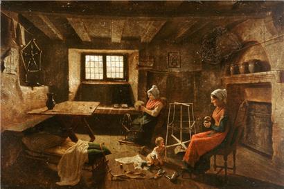 Un tableau de Mathieu Kirsch (1797-1872), intitulé „Intérieur de cuisine, milieu du 19e siècle“, exposé aux Archives nationales
