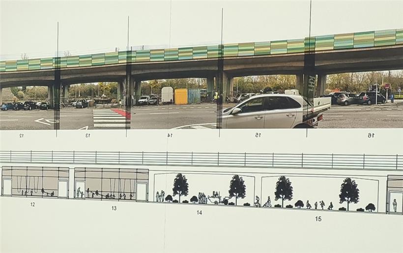 „Under the elevated“: Der Ist-Zustand (oben) und die Alternative (unten)