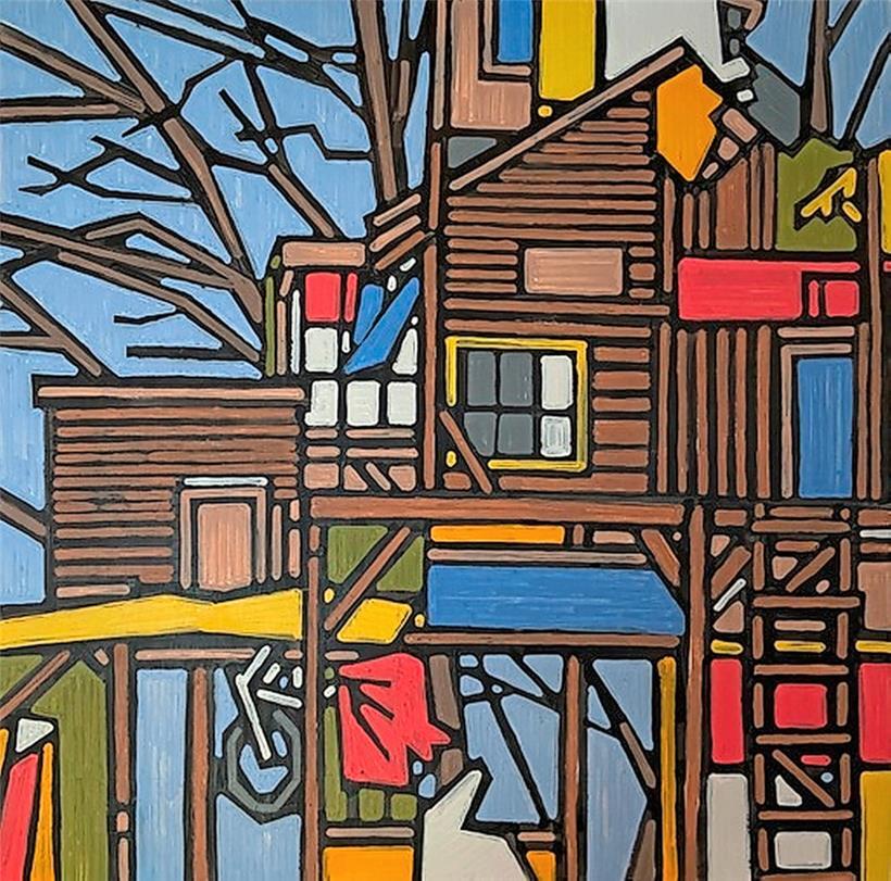 Une des premières œuvres de Rojo en cette année 2023: „Arbre“, peinture acrylique sur aluminium
