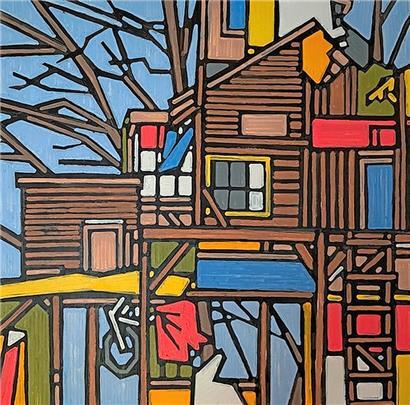 Une des premières œuvres de Rojo en cette année 2023: „Arbre“, peinture acrylique sur aluminium
