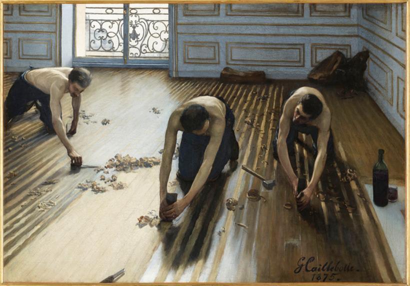 Une des œuvres plus connues de Caillebotte: „Les raboteurs de parquet“ (1875)
