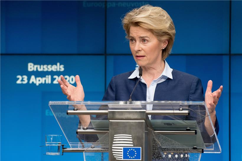 Ursula von der Leyen, EU- Kommissionspräsidentin, nimmt an der Videokonferenz des Europäischen Rats zur Coronakrise teil
