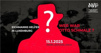 Veranstaltungsplakat „Wer war Otto Schmalz“. Das Porträt von Schmalz wird am 15. Januar enthüllt.
