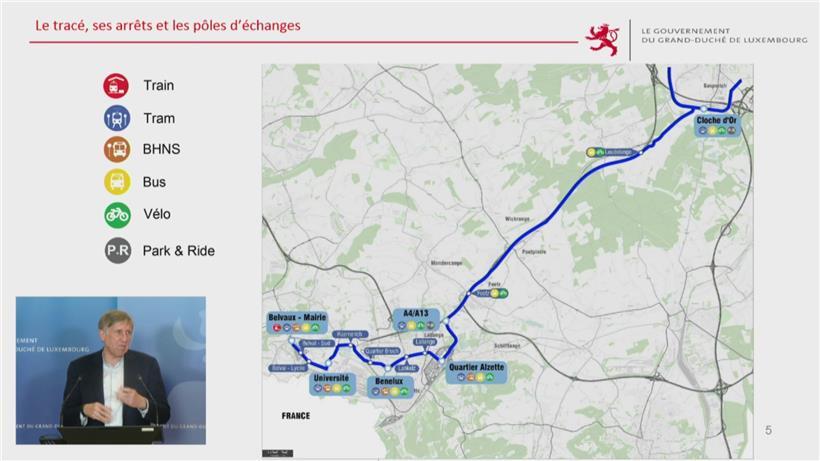 Via Livestream gab Minister François Bausch weitere Details zum multimodalen Korridor zwischen Luxemburg-Stadt und Esch bekannt  
