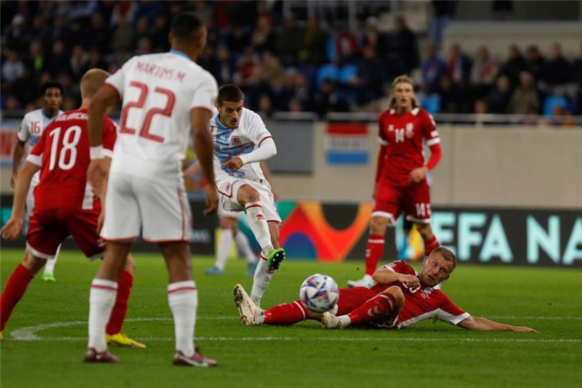Vincent Thill sammelte mit der FLF-Auswahl in der Nations League 11 Punkte

