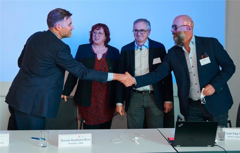 V.l.: Franz Fayot, Simone Asselborn-Bintz, Jean-Paul Scheuren und Romain Poulles
