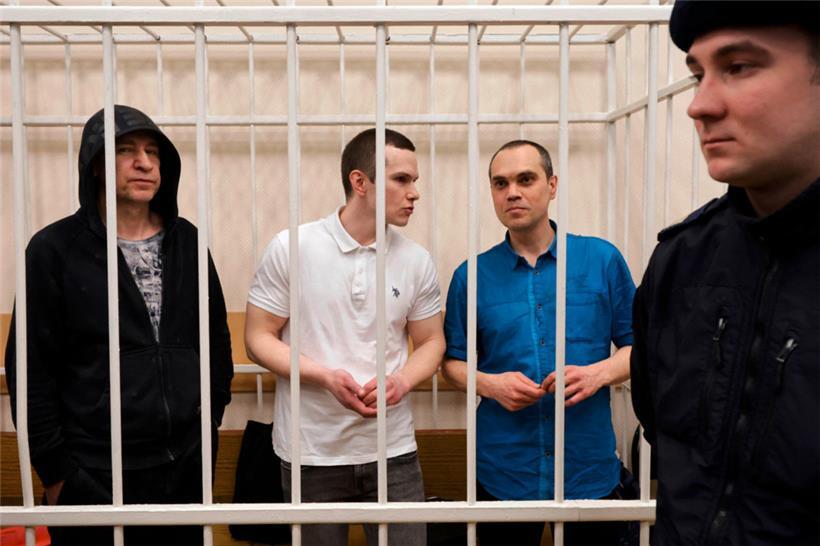 V.l.: Igor Sergunin, Alexej Lipzer und Wadim Kobsew wurden verurteilt, weil das Regime das so will
