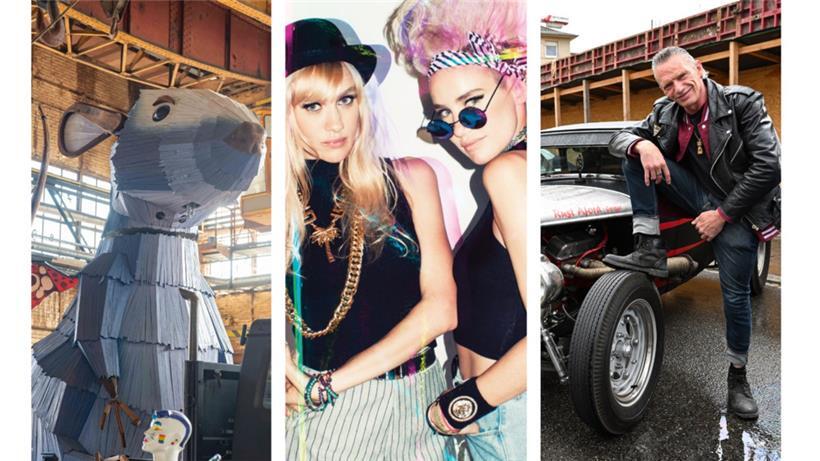 V.l.: Maus Barbara in Vorbereitung auf die Escher Kulturnacht, die weltbekannten DJanes Miriam und Olivia Nervo, ein Mitglied der Rockabilly-Crew Gambles

