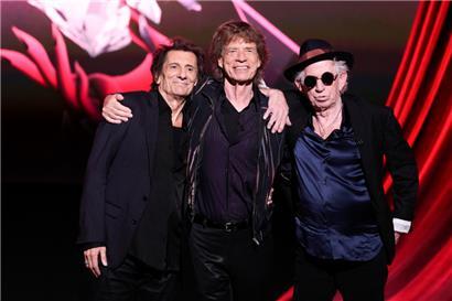 V.l.: Ron Wood, Mick Jagger und Keith Richards von den Rolling Stones
