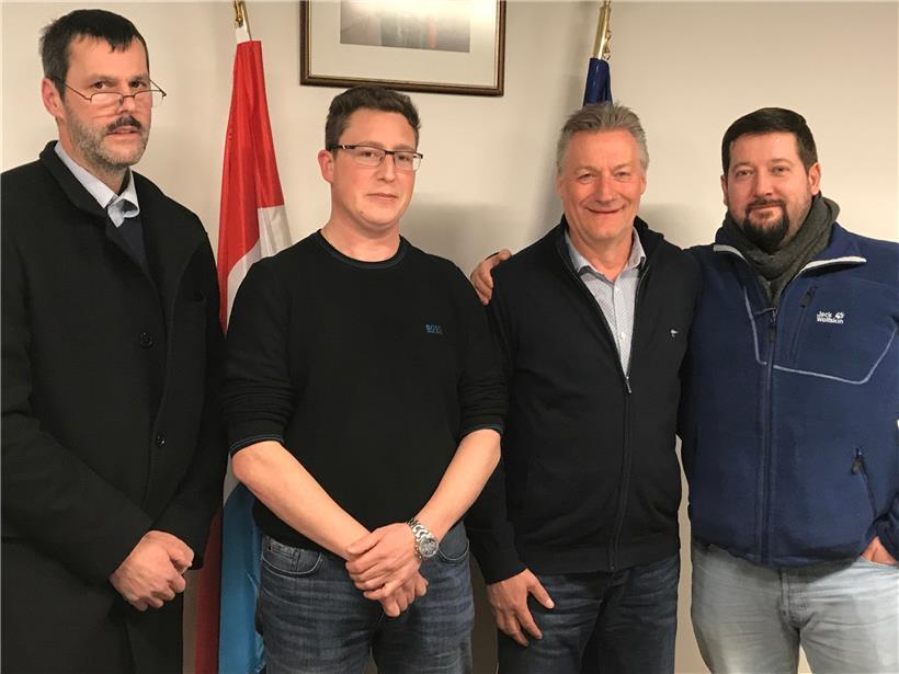 V.l.n.r.: Henri Noesen (Dritter Schöffe), Frank Conrad (Bürgermeister), Joske Vosman (Erster Schöffe) und Jean-Claude Bisenius (Zweiter Schöffe)
