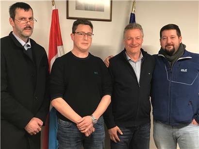 V.l.n.r.: Henri Noesen (Dritter Schöffe), Frank Conrad (Bürgermeister), Joske Vosman (Erster Schöffe) und Jean-Claude Bisenius (Zweiter Schöffe)
