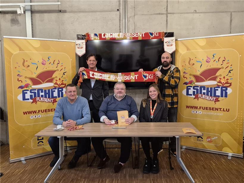 Pressekonferenz zur Escher Fuesent mit Mike Hoffmann, Schöffe Pim Knaff, Dan Codello, Cynthia Hubsch und Christian Koch