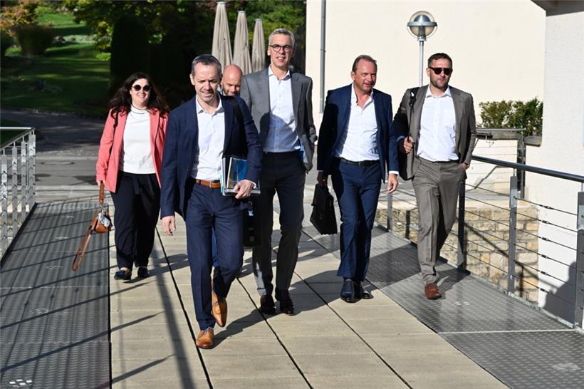 V.l.n.r.: die CSV-Politiker Stéphanie Weydert, Georges Mischo, Max Hengel (hinte...