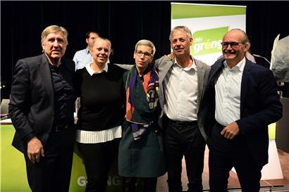 Von links nach rechts: Die grünen Minister François Bausch, Carole Dieschbourg, Sam Tanson, Henri Kox und Claude Turmes.
