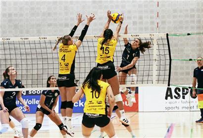 Walferdingens Volleyballerinnen (in Schwarz) mussten sich auch im Rückspiel gegen Linz geschlagen geben
