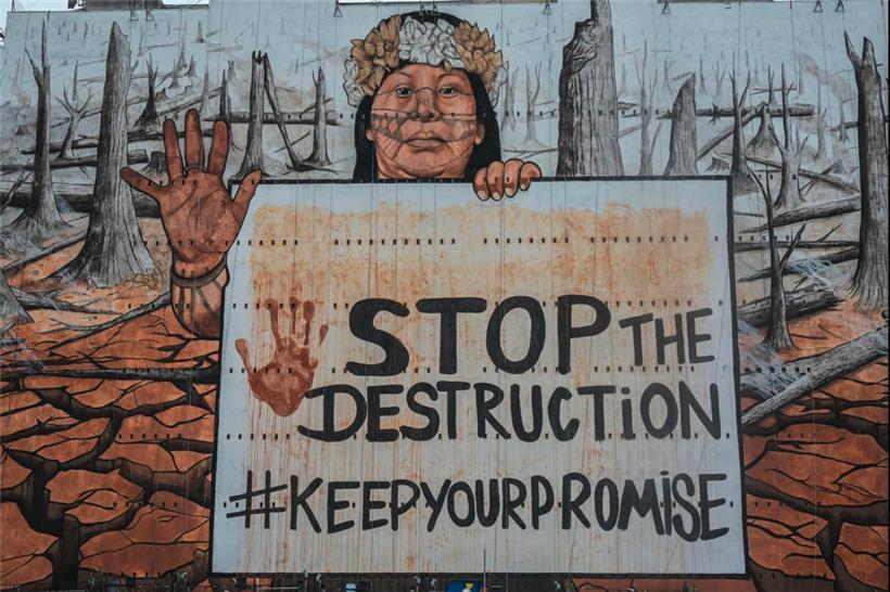 Wandgemälde des Streetart-Künstlers Mundano in São Paulo
