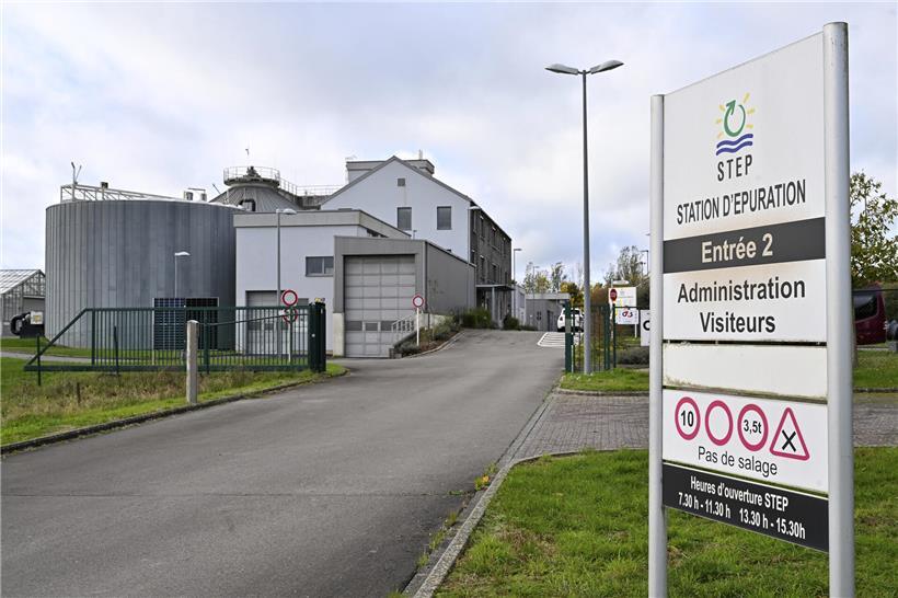 Illustration einer Kläranlage am Kanal mit Erklärungen zur Funktionsweise von „Wat leeft am Kanal“