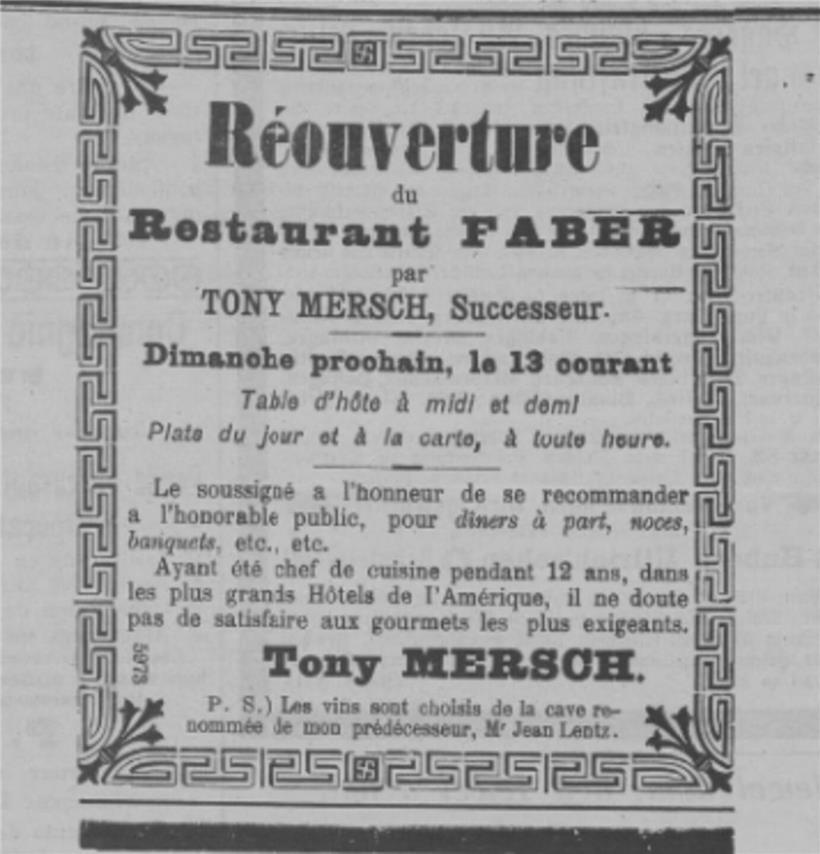 Werbeplakat zur Wiedereröffnung des Faber-Restaurants mit modernem Design und einladender Botschaft