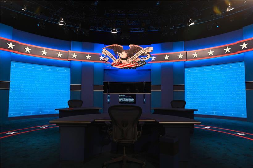 Wie Sie sehen, sehen Sie nichts: Im Studio werden Trump und Biden zunächst nicht aufeinandertreffen.
