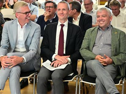 Wollen vorbereitet sein (v.l.): Innenminister Léon Gloden, Umweltminister Serge Wilmes (beide CSV) und Mondorfs Bürgermeister Steve Reckel (DP)