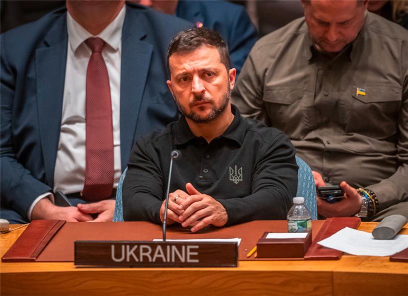 Wolodymyr Selenskyj, Präsident der Ukraine, nimmt an der Sitzung des UN Sicherheitsrates bei der 79. Generaldebatte der UN-Vollversammlung teil
