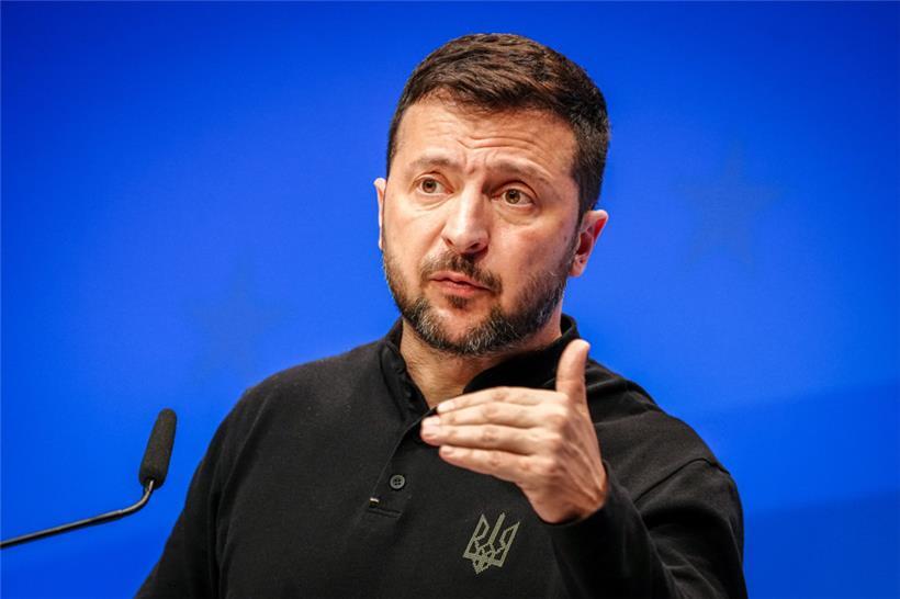 Wolodymyr Selenskyj, Präsident der Ukraine, spricht auf einer Pressekonferenz bei der Ukraine-Konferenz
