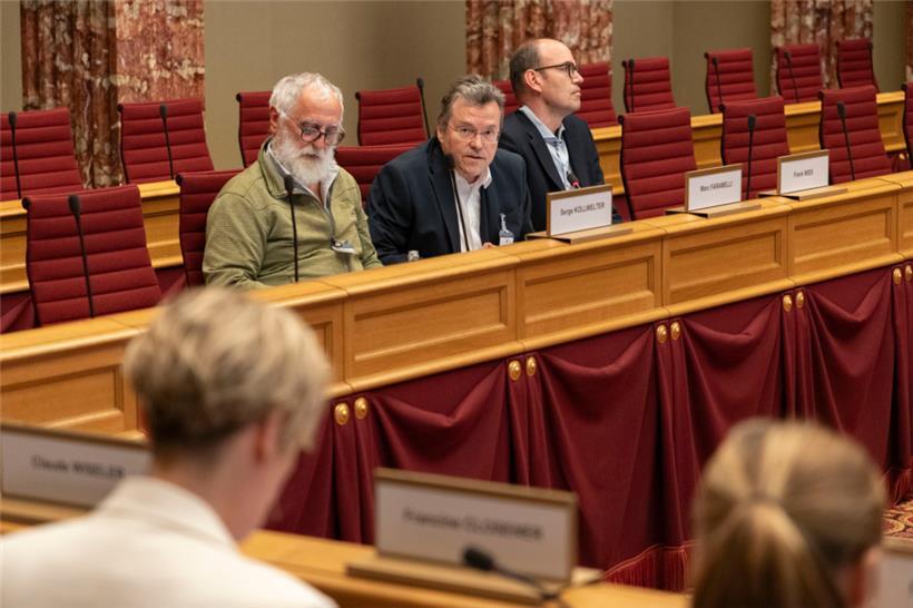Wünscht sich ein Signal für die Bevölkerung: Petitionär Marc Faramelli (Mitte) bei der Debatte im Parlament
