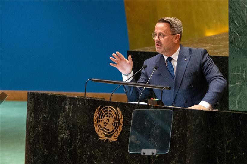 Xavier Bettel bei seiner Rede vor der Generalversammlung der Vereinten Nationen am Samstag
