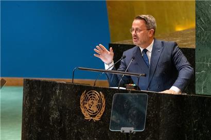Xavier Bettel bei seiner Rede vor der Generalversammlung der Vereinten Nationen am Samstag
