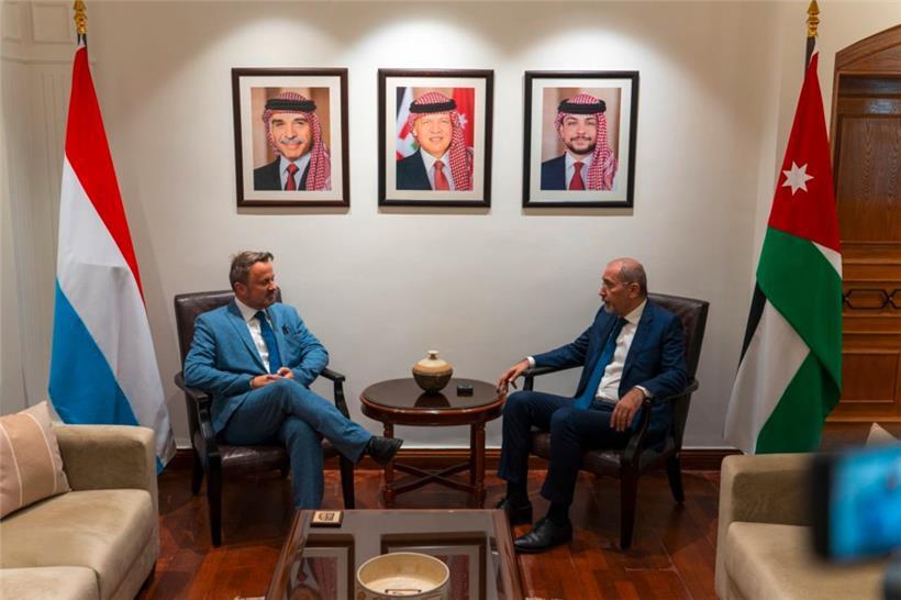 Xavier Bettel und sein Amtskollege Ayman Safadi anlässlich von Bettels Besuch in Jordanien
