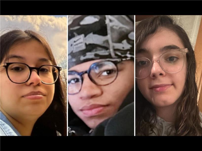 Yara Santos, Marc Antony Dos Reis Silva und Cynthia Dinis stehen zusammen, Porträtfoto von drei Personen