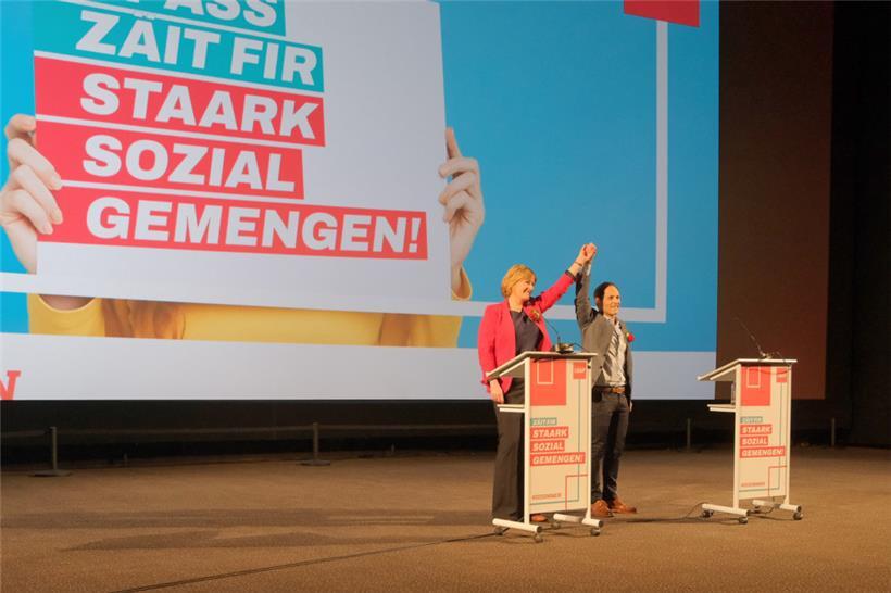 „Zäit fir staark sozial Gemengen!“: Die LSAP-Co-Präsidenten Francine Closener und Dan Biancalana 
