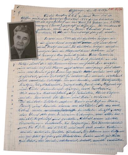 Zeitzeugenbericht und Nachkriegsfoto von Jean-Pierre Haas, ANLux, CDRR, Akte JP Haas
