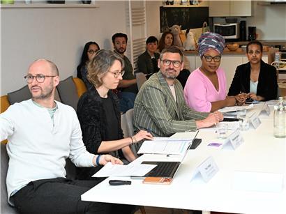Zu Besuch bei der Pressekonferenz von Unicef Luxembourg, u.a. mit Alexandra Gardeur (2.v.l.) und Pascale Zaourou (2.v.r.)