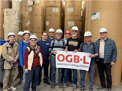 Besuch in der Editpress-Druckerei mit der OGBL-Sektion Uelzechtdall bei der Papierverarbeitung