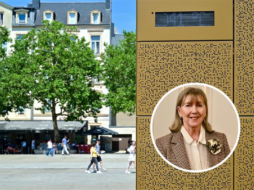 Thermometer am Knuedler zeigt 41 Grad Celsius bei Hitzewelle in Luxemburg an, Rekordtemperaturen bis 43 Grad erreicht
