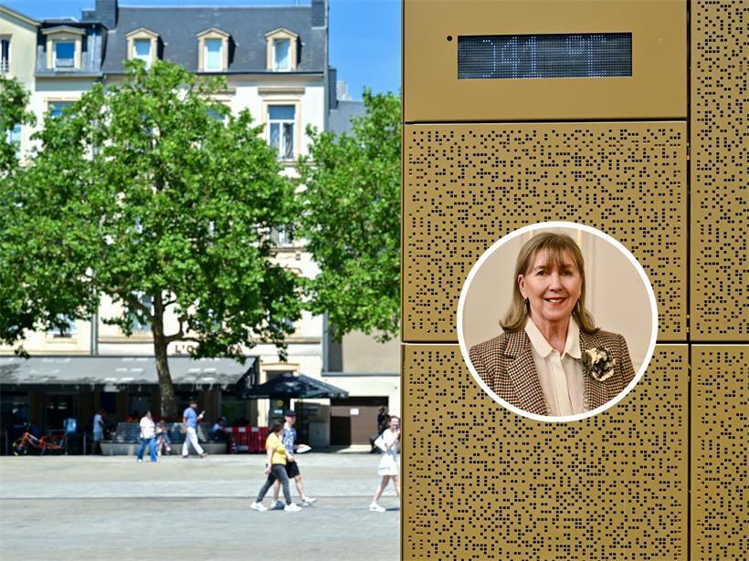 Thermometer am Knuedler zeigt 41 Grad Celsius bei Hitzewelle in Luxemburg an, Rekordtemperaturen bis 43 Grad erreicht